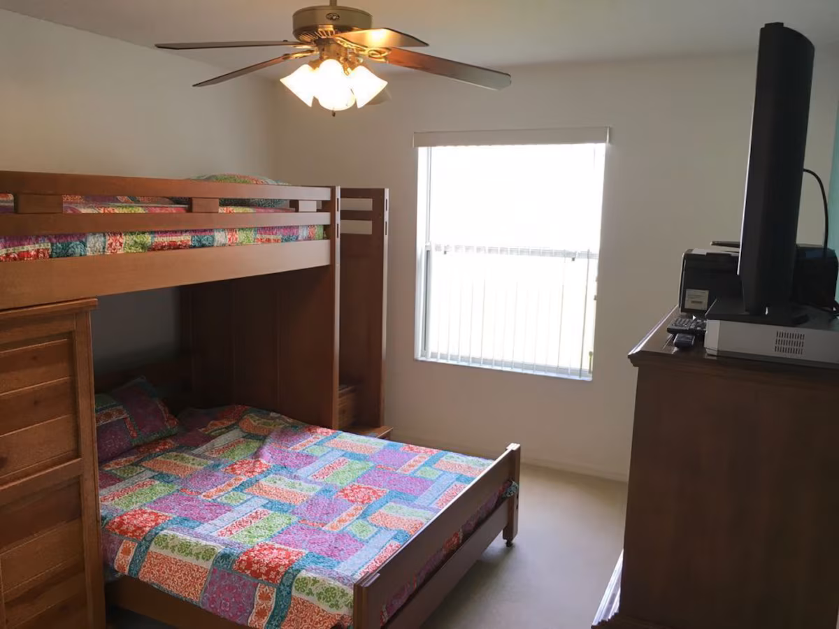 Bunk room with full twin bunk bed